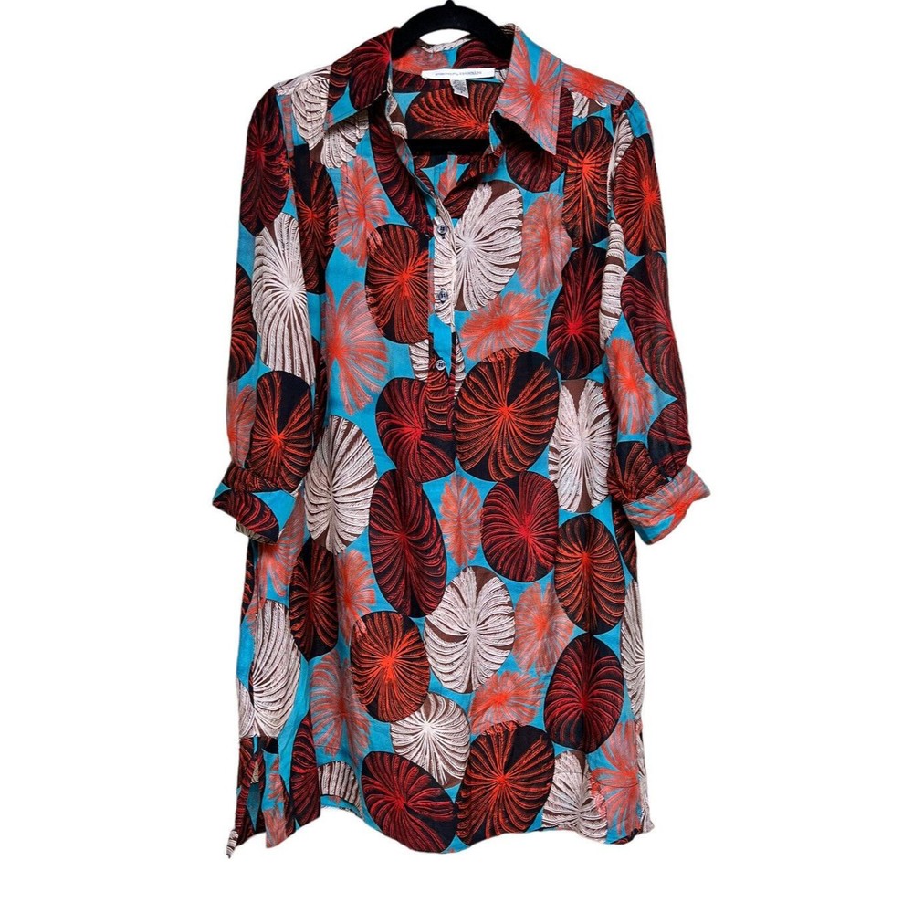 Diane Von Furstenberg Silk-Blend Botanical Dress/ Swim Suit Cover Up Size 8